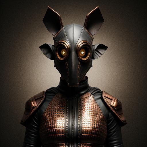 Hacker Girl with Reptilian Gaze in Sepia Photograph Style