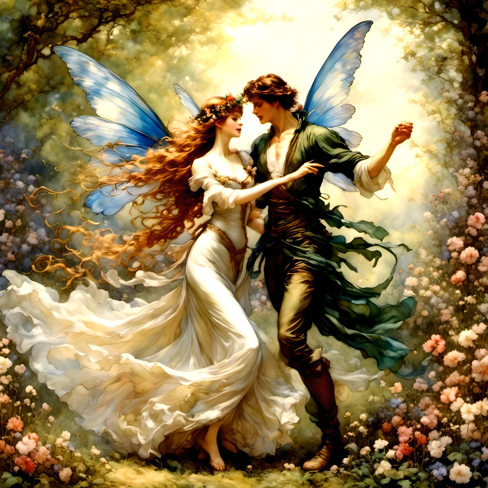 <lora:SIS-FairyLora3a:1.0> <lora:Mystical Fantasy:1.0> fantasy fairy couple dancing