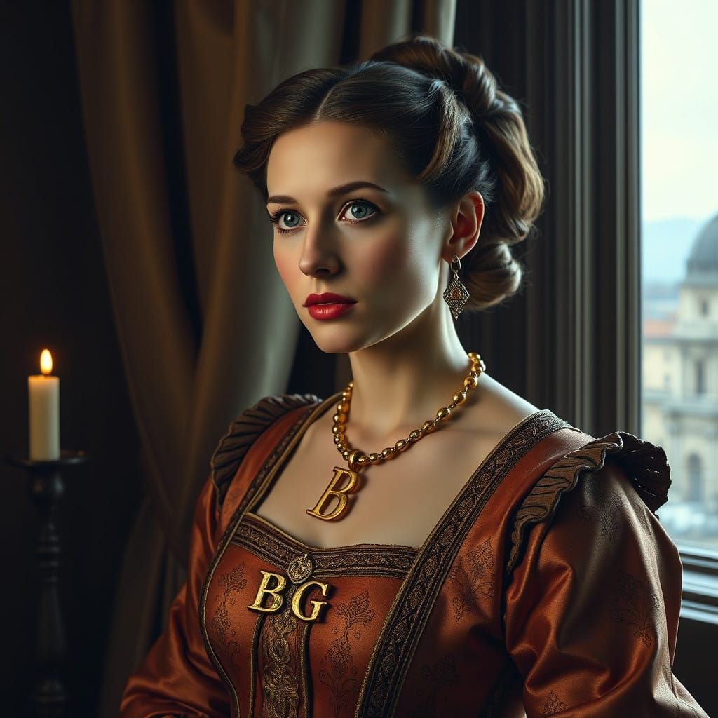 Luxurious Italian Renaissance Noblewoman in Russian Style