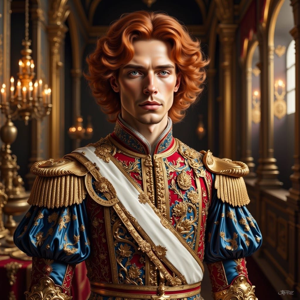 Tsar Peter I in Kremlin Room, Photorealistic Portrait