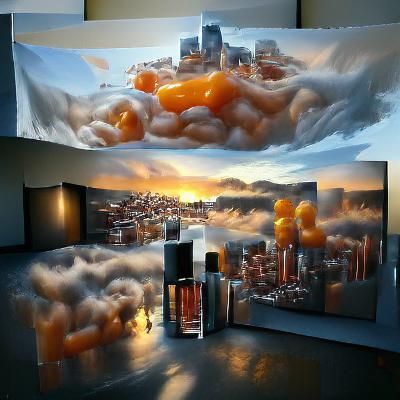 City in the Clouds at Sunset: Hyperrealistic Digital Art