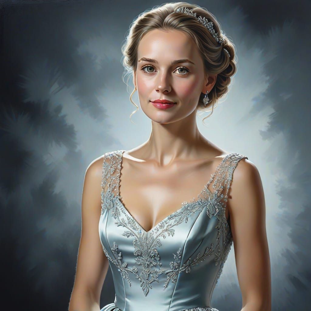 Beautiful Woman in Silk Dress: High-Realism Studio Portrait