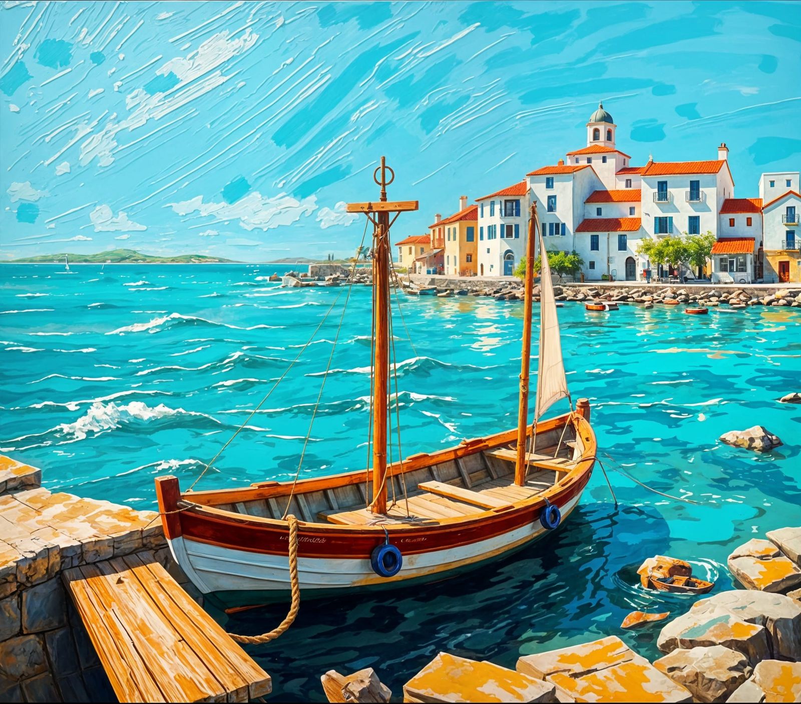 Coastal scene, Italian harbor