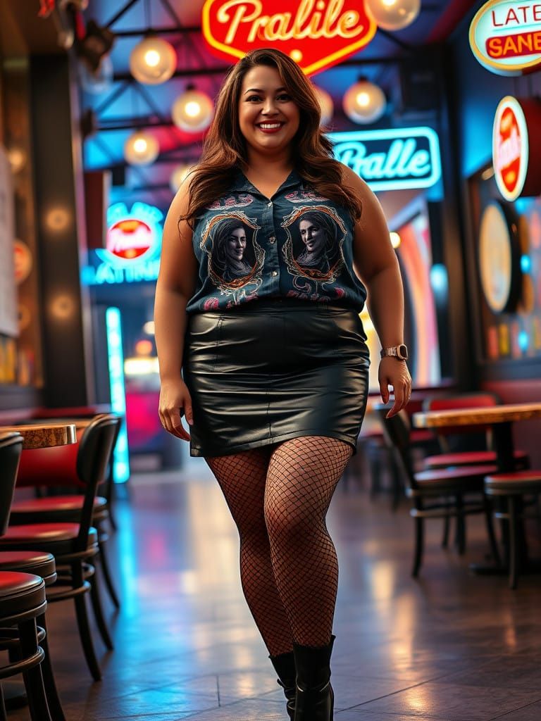 Stunning Middle Eastern Woman in Night Cafe