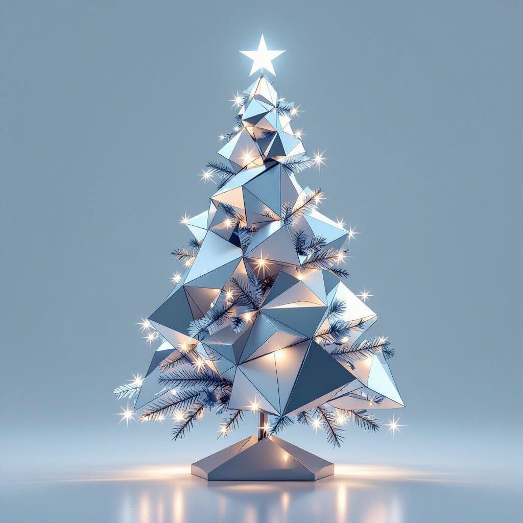 Modern Geometric Christmas Tree with Cool Metallic Finish