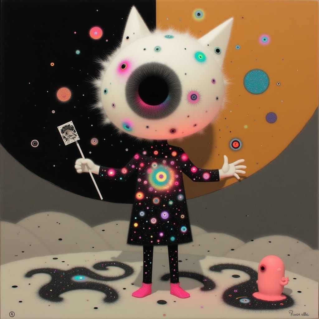 Shimmering Bioluminescent Sugar Cat in Whimsical Manga Style