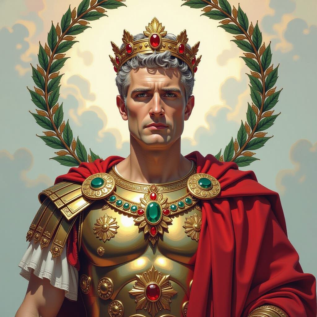 Emperor Octavian Augustus in Ornate Roman Regalia