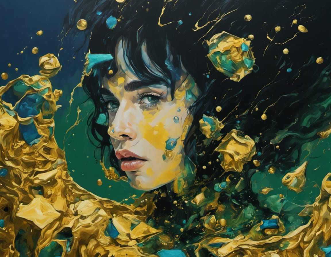 Robot Emilia Clarke Surfing After Crystal Dolphin as Graffit...