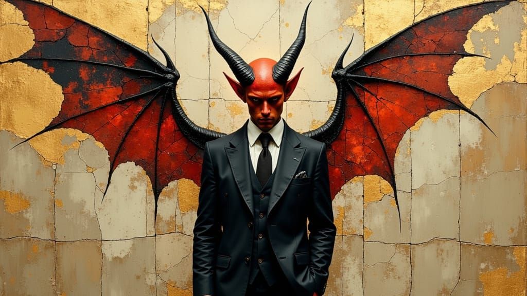 Victorian Tiefling Businessman in Textured Oil Painting Styl...