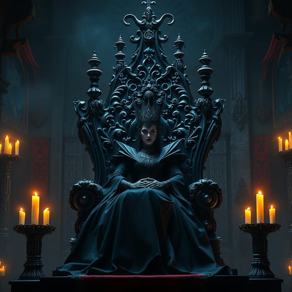 Surreal Gothic Queen in Dark Castle