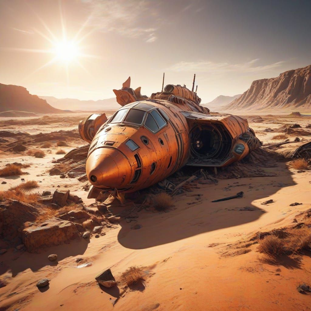 Post-Apocalyptic Wreckage in Vibrant Oil Painting Style