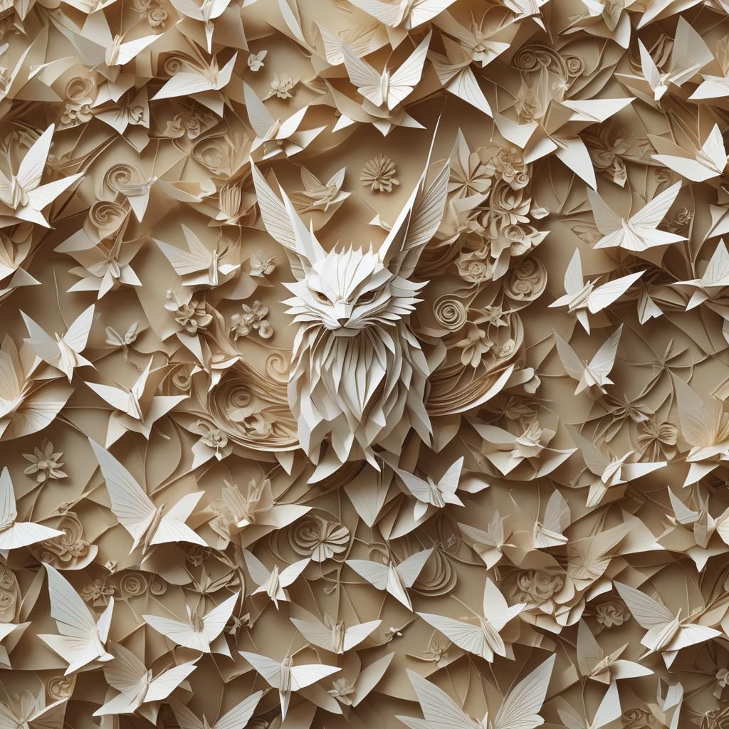 Serene Papercraft Daemon in Japanese Washi Style