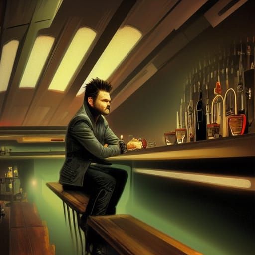 Karl Urban in Sci-Fi Bar, Moebius Style