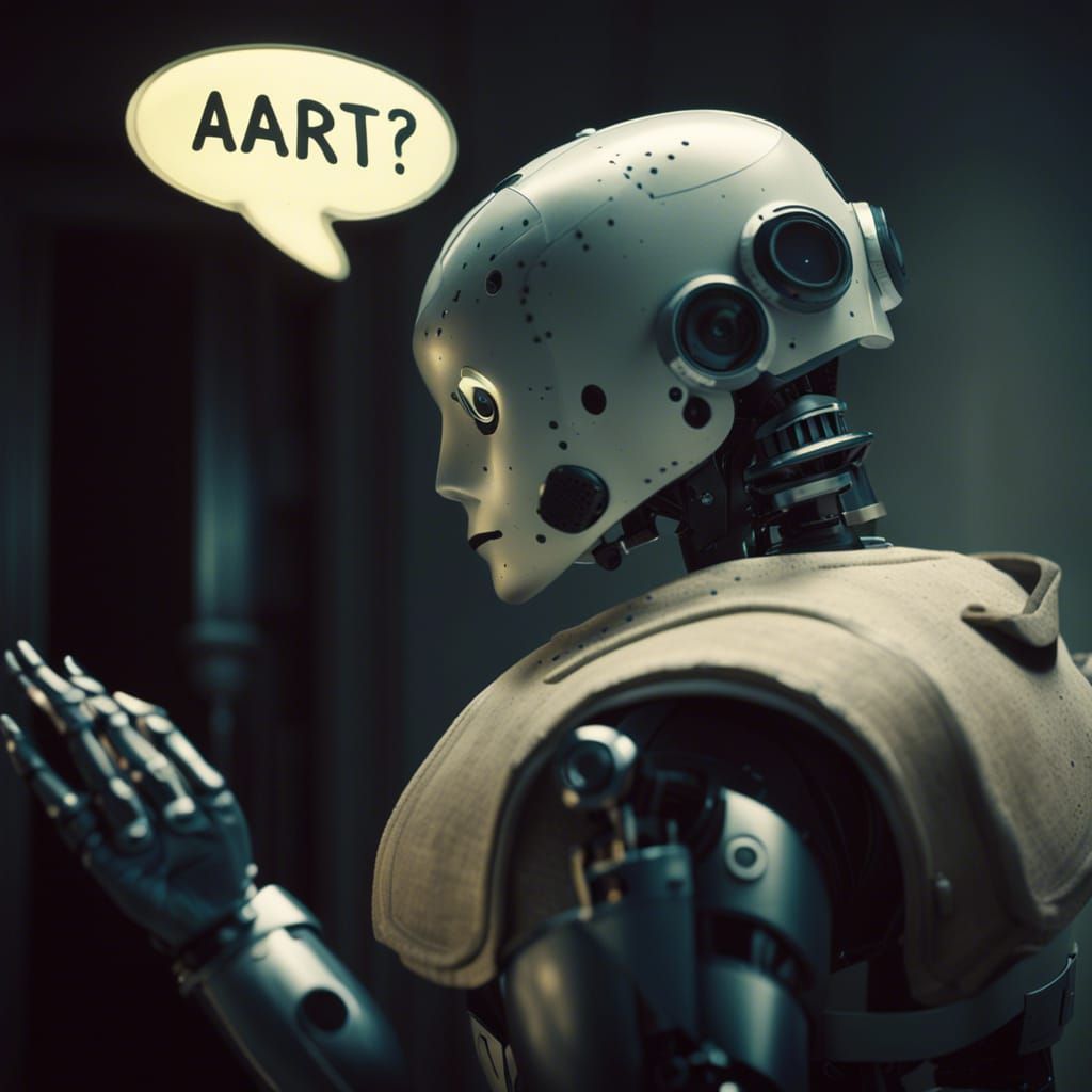 Humanoid Robot Asks "What Is Art?" Cinematic Still