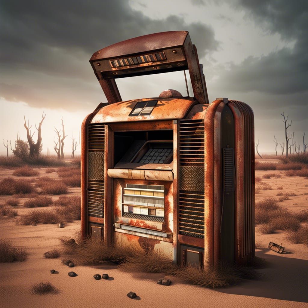 Post-Apocalyptic Jukebox Relic in Wasteland