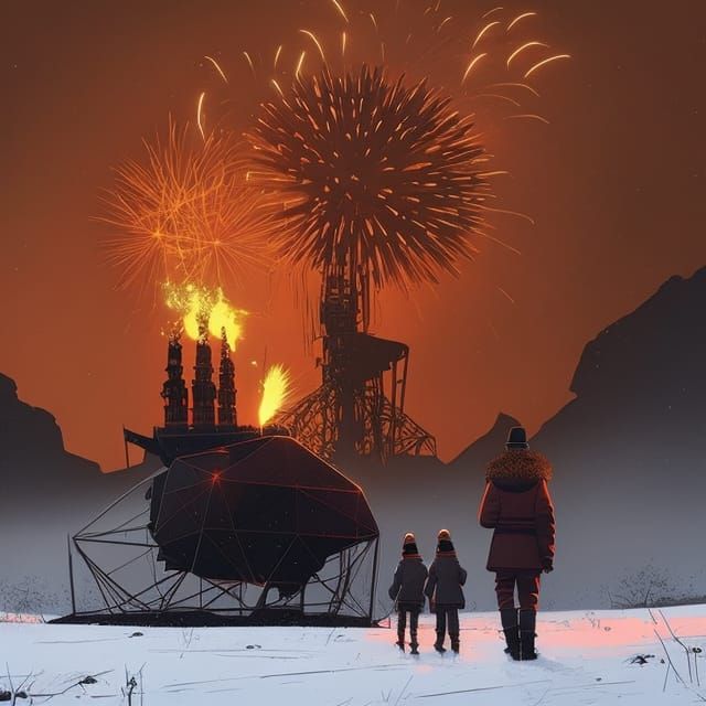 Festive Family Christmas Portrait in Pop Art Style