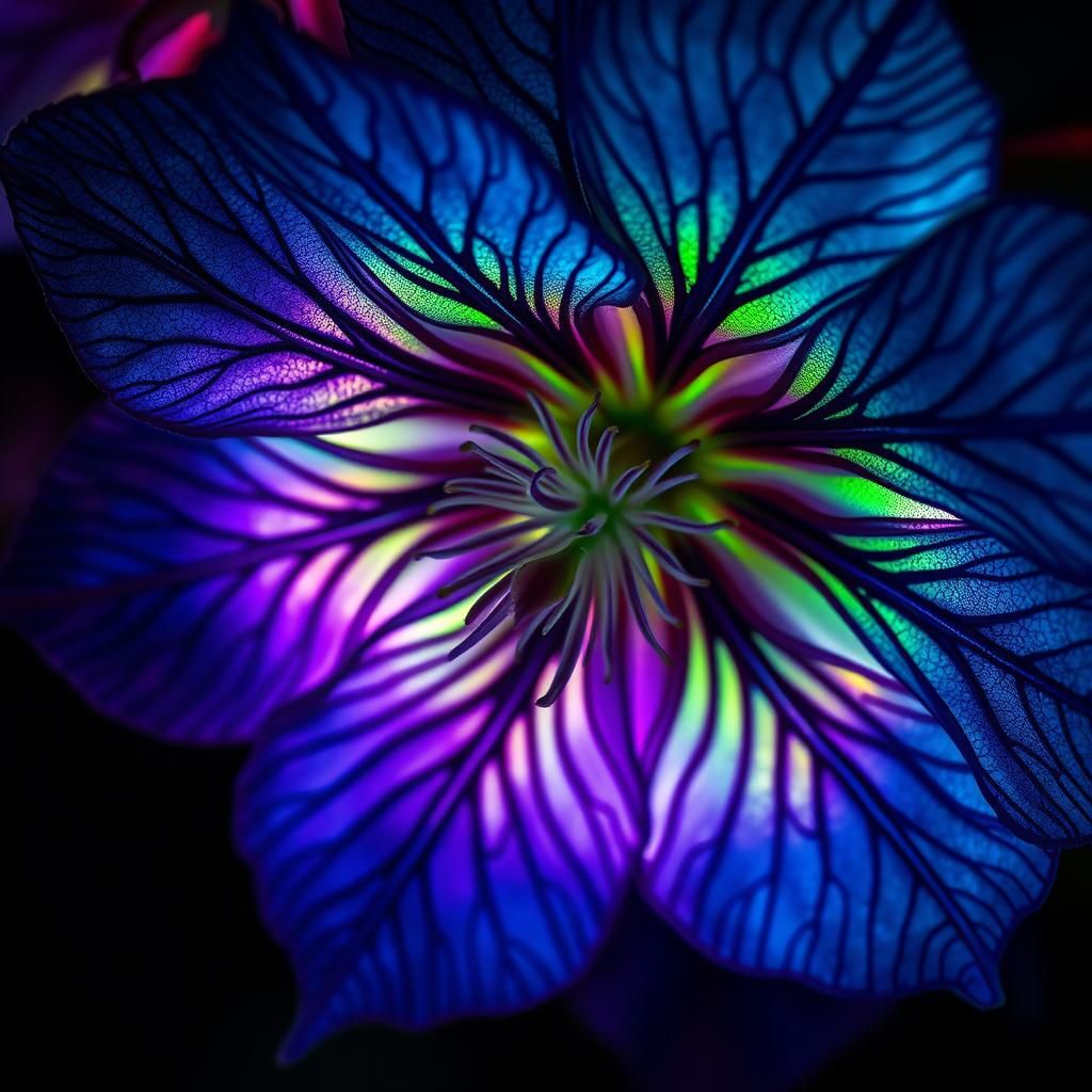 Bioluminescent Clematis: Extreme Close-Up Lace Photograph