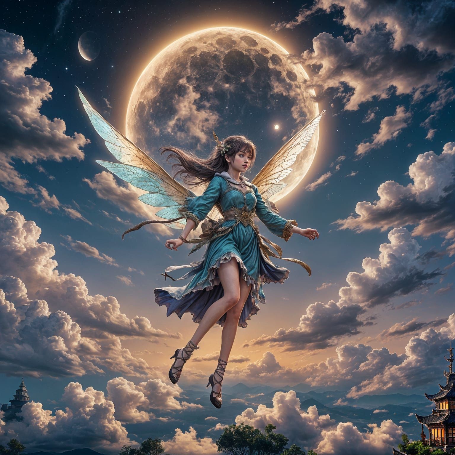 Fairy Under Moon in Triadic Colors