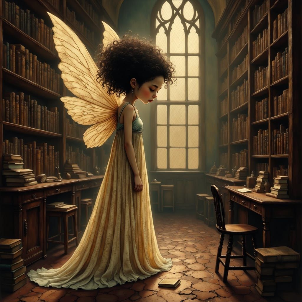 Ethereal Book Fairy in Enchanted Library
