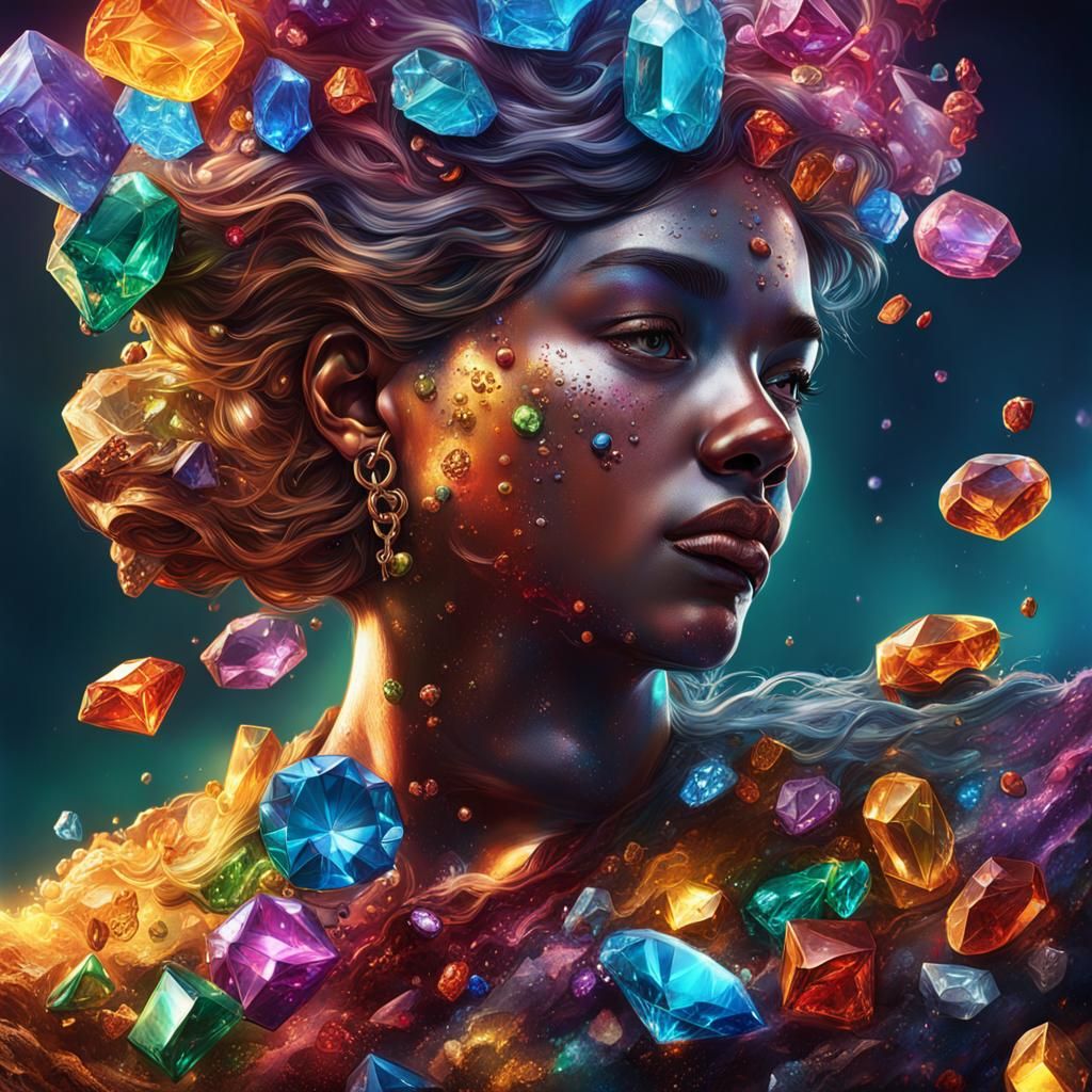 Hyperrealistic Gems in Splash Art Style
