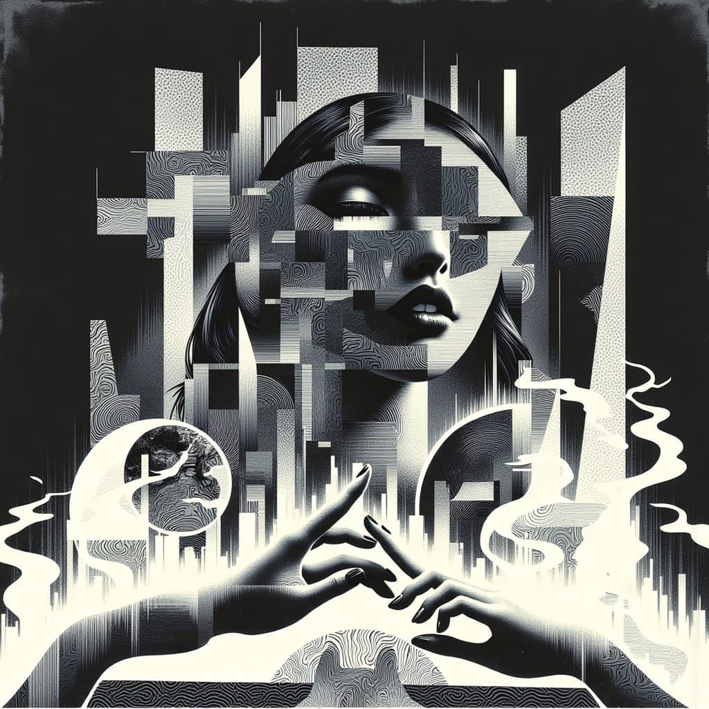 Fractured Digital Portrait in Hypnotic Glitch Art