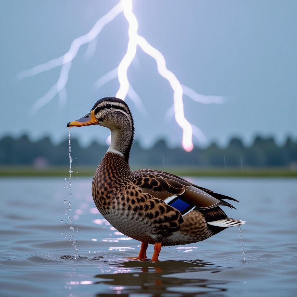 Duck in a Thunderstorm: Digital Art