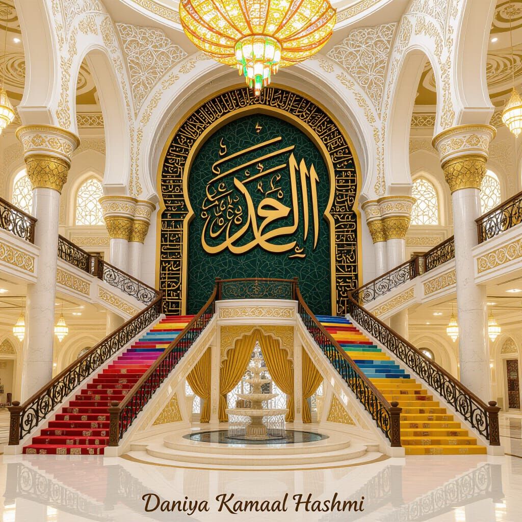 Majestic Mosque with Luxurious Arabic Art