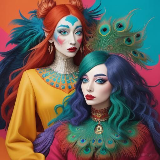 Dragon Woman Portrait in Surreal Abstract Expressionism