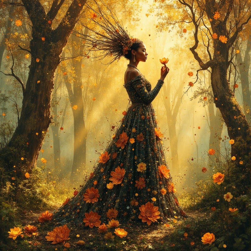 Regal African Queen in Sun-Dappled Glade as Concept Art