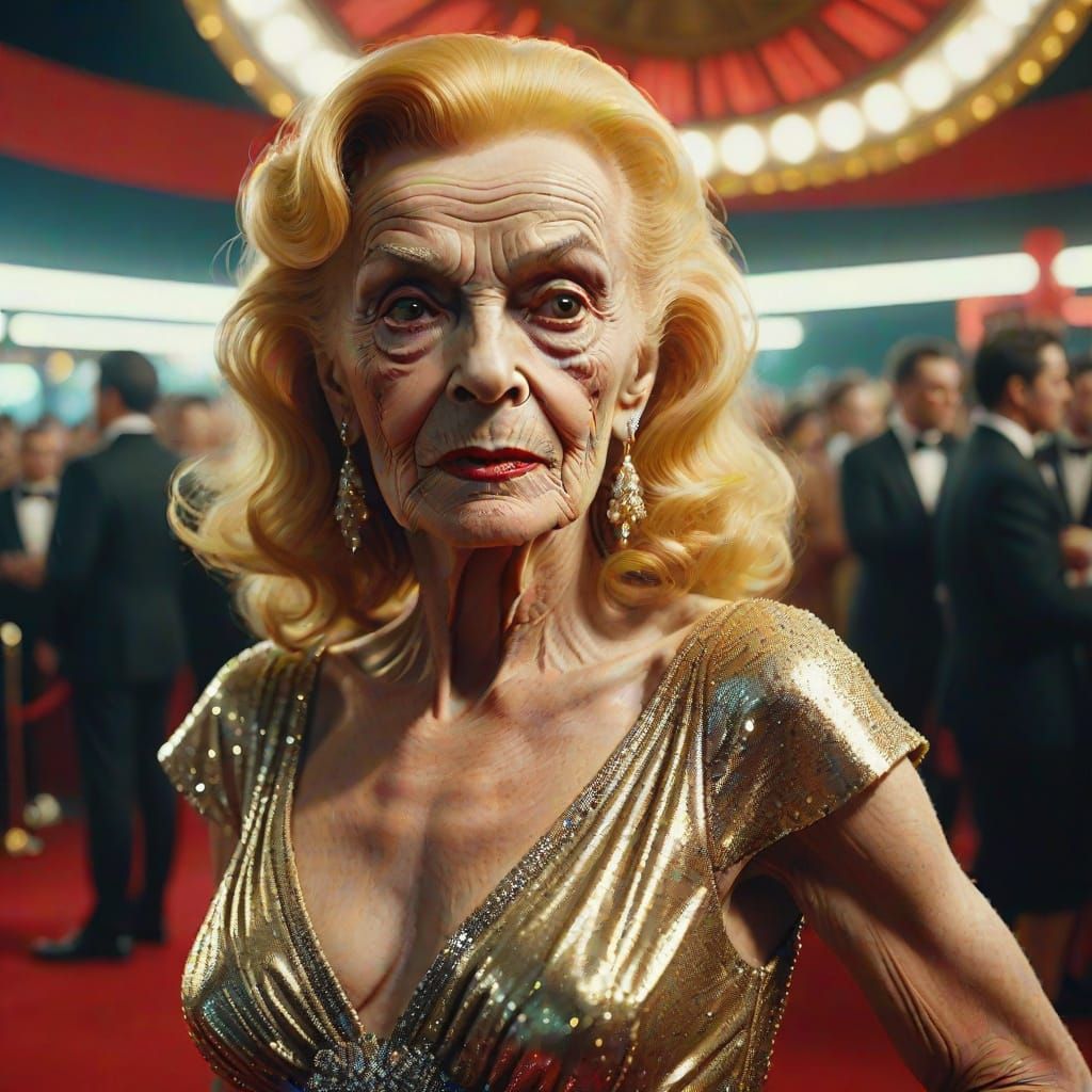 Glamorous Starlet on Red Carpet in Golden Age Style