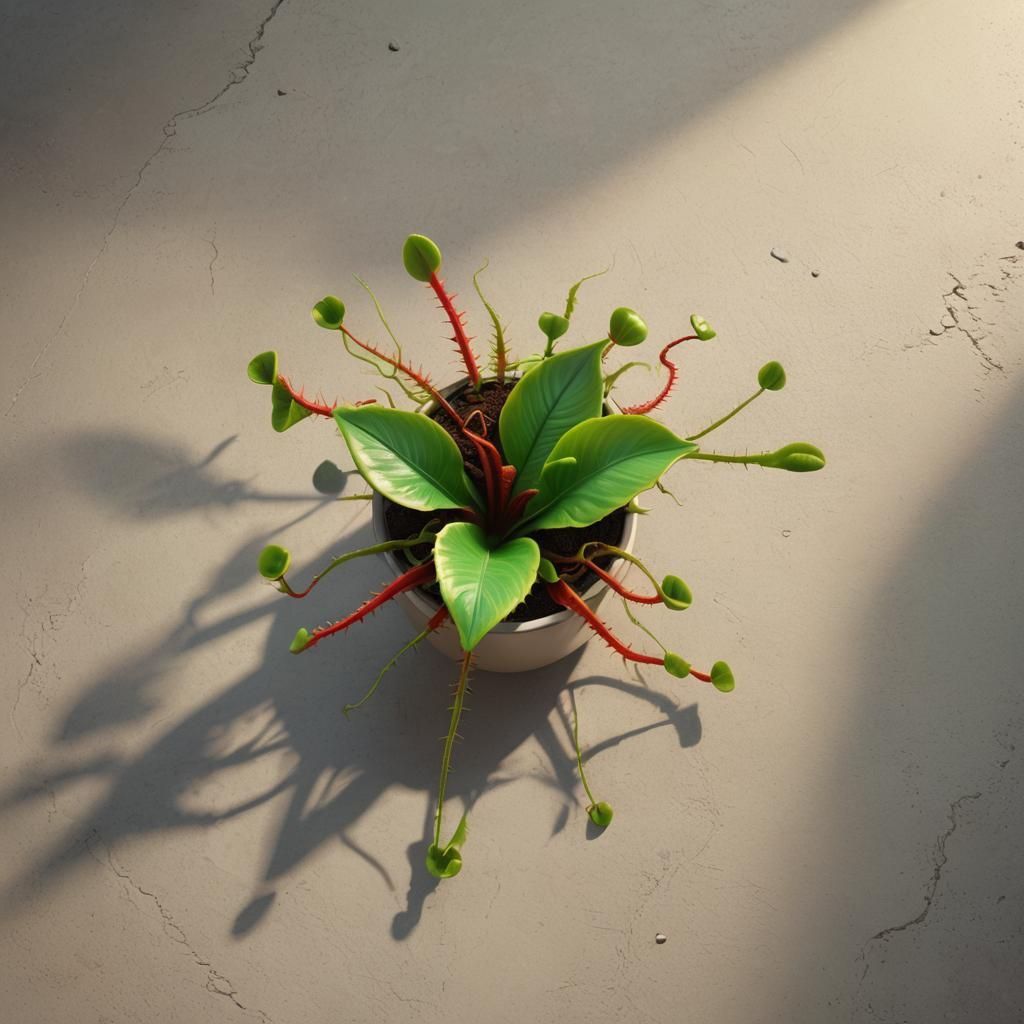 Long-Legged Venus Flytrap Crawling to Water: 3D Art