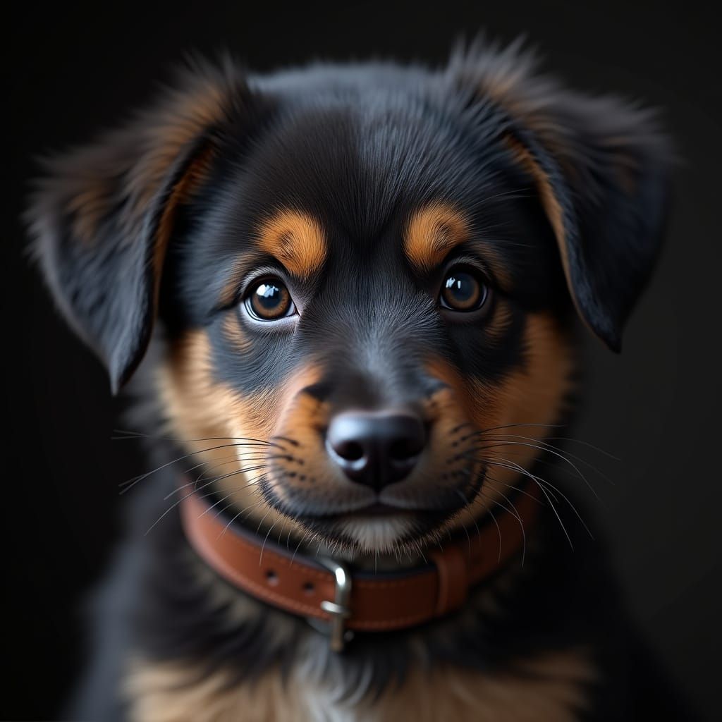 Gentle Mixed-Breed Puppy Captured in Stunning Hyper-Realisti...