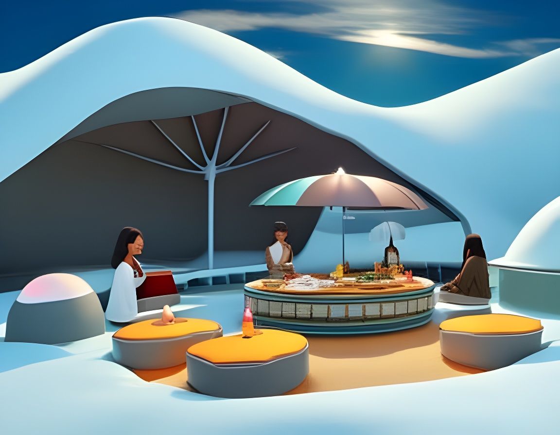 Mountain Igloo Zen Retreat in Anime Key Visual Style