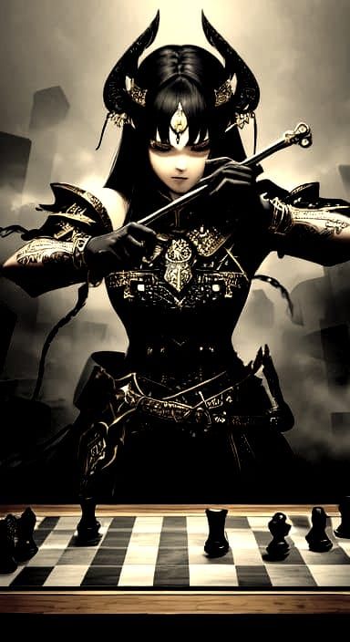 Epic Chessboard Battle Scene in Stunning Digital Art