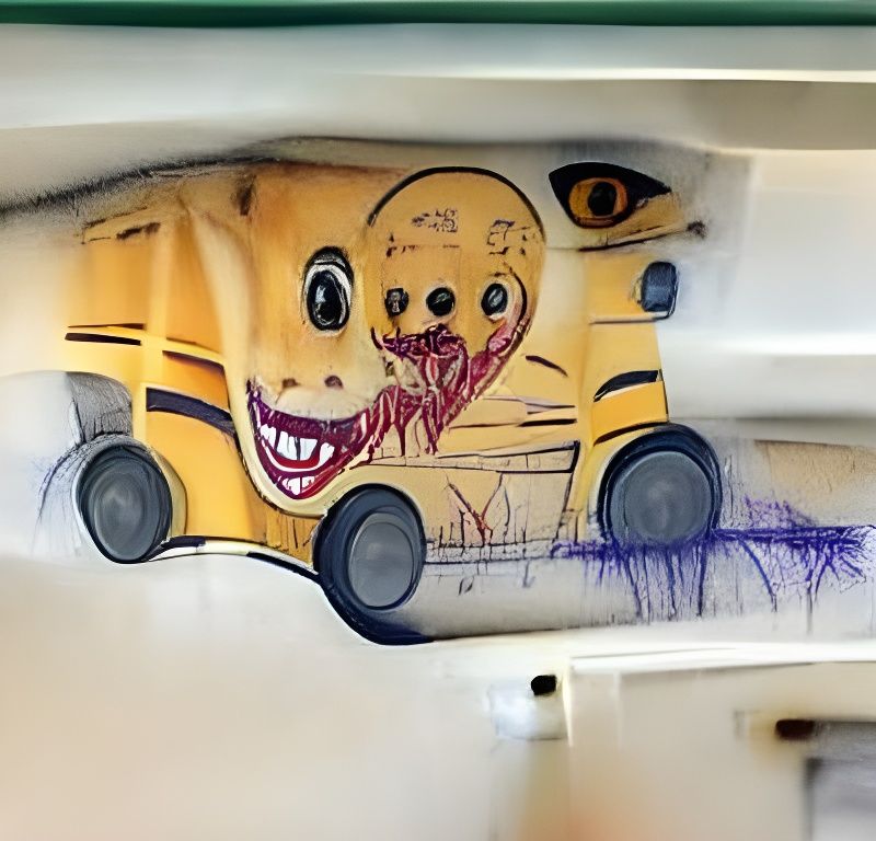 Creepy Child's Drawing: The School Bus That Eats Children
