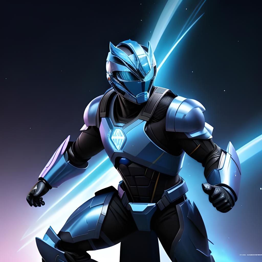 Blue Power Ranger in Pixar Style 3D Render