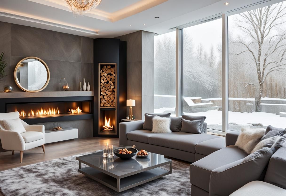 Luxury Living Room with Fireplace