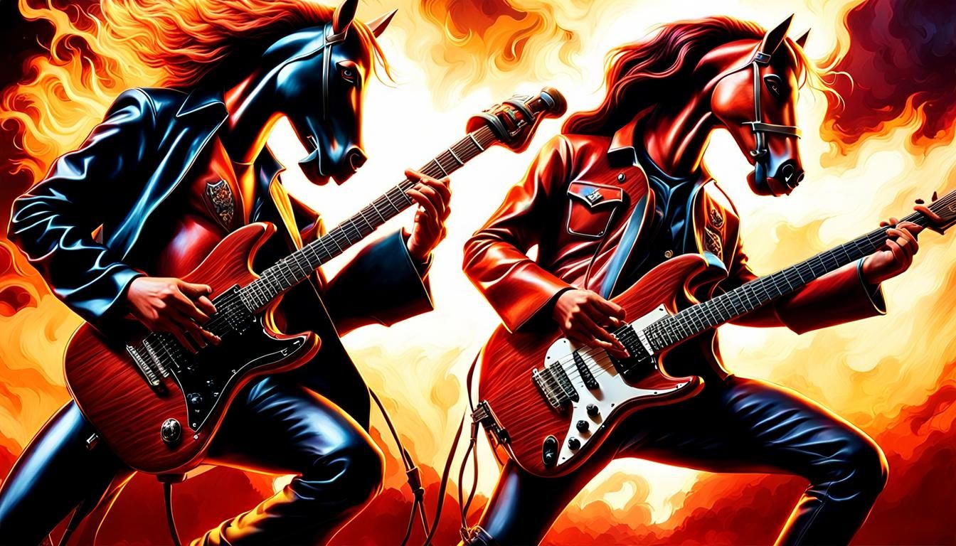 Anthropomorphic Horses in Battle of the Bands, 3D Art