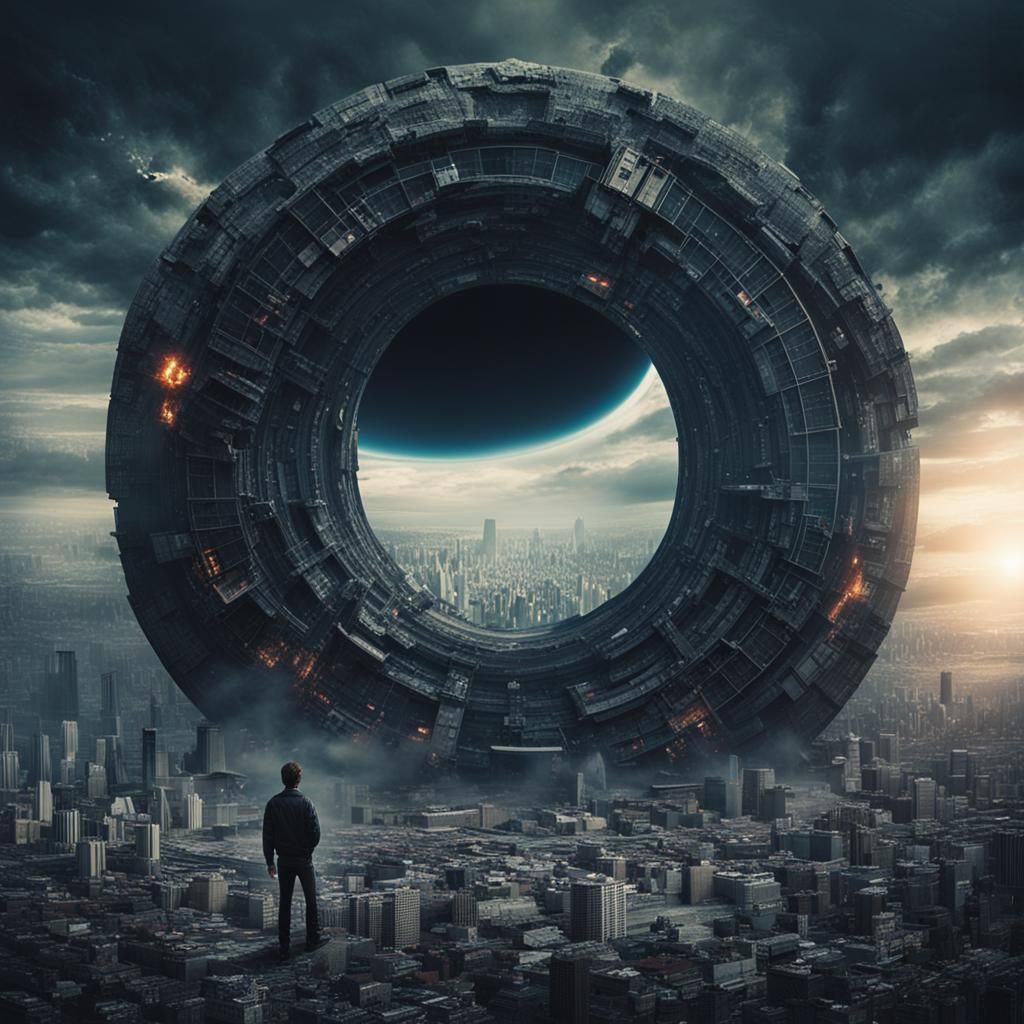 City Swallowed by Black Hole: Cinematic Film Still