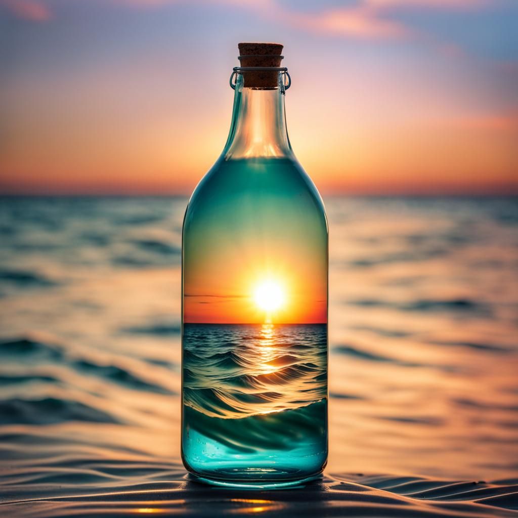 Glass Bottle Sails at Sunset