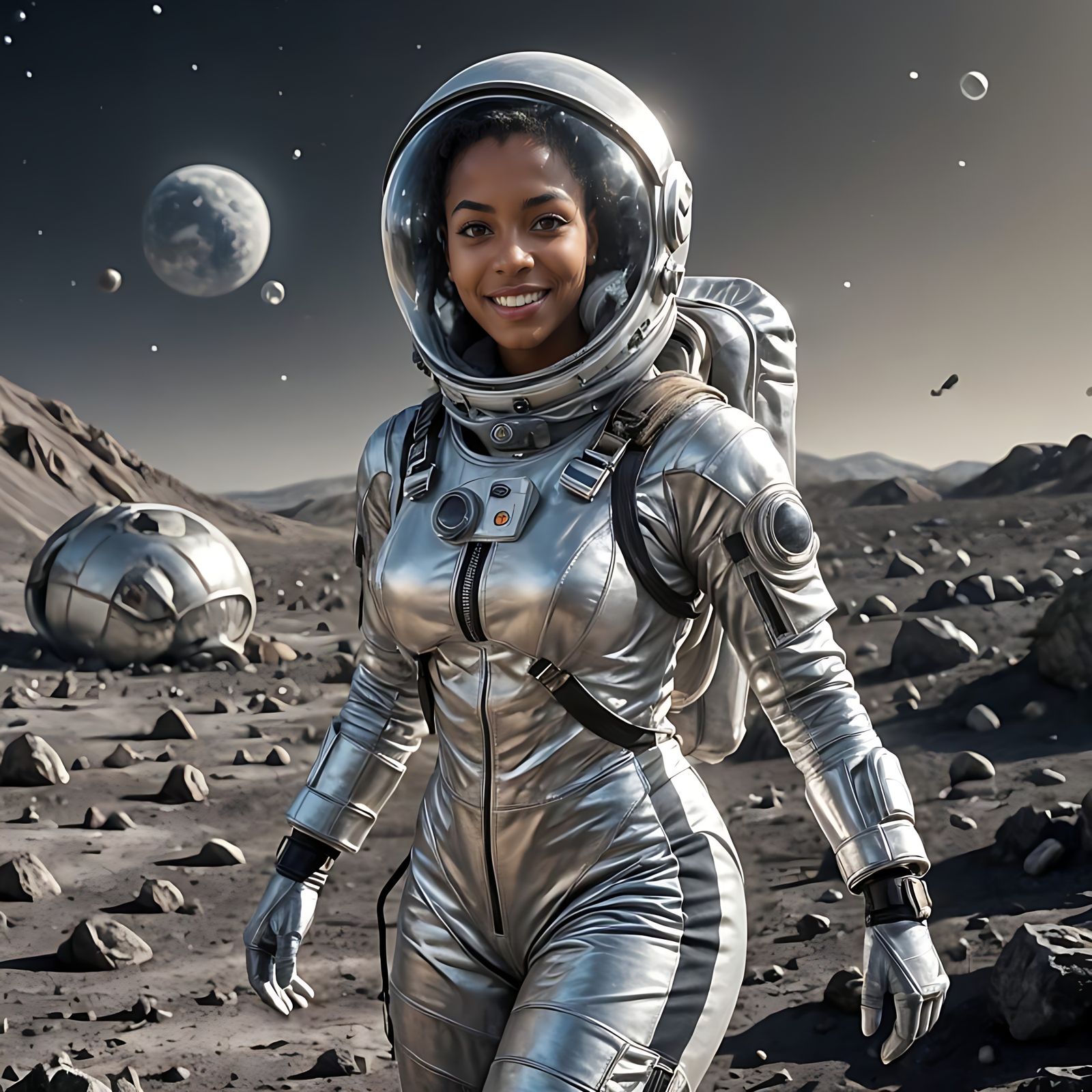 Astronaut Joslyn Williams Runs on the Moon's Surface in a Ph...