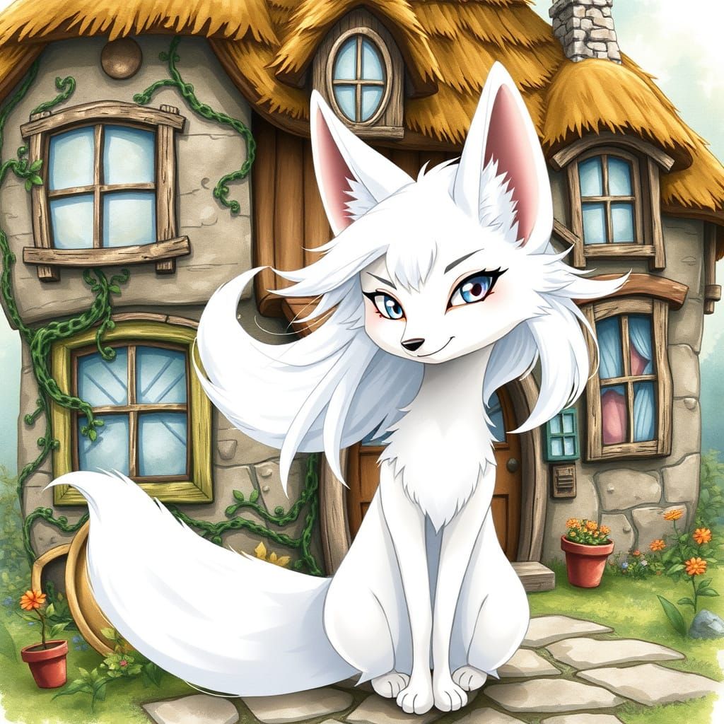 Anime Fox Girl in Studio Ghibli Style