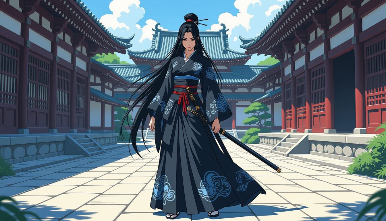 15th Century Japanese Shinobi Woman with Katana