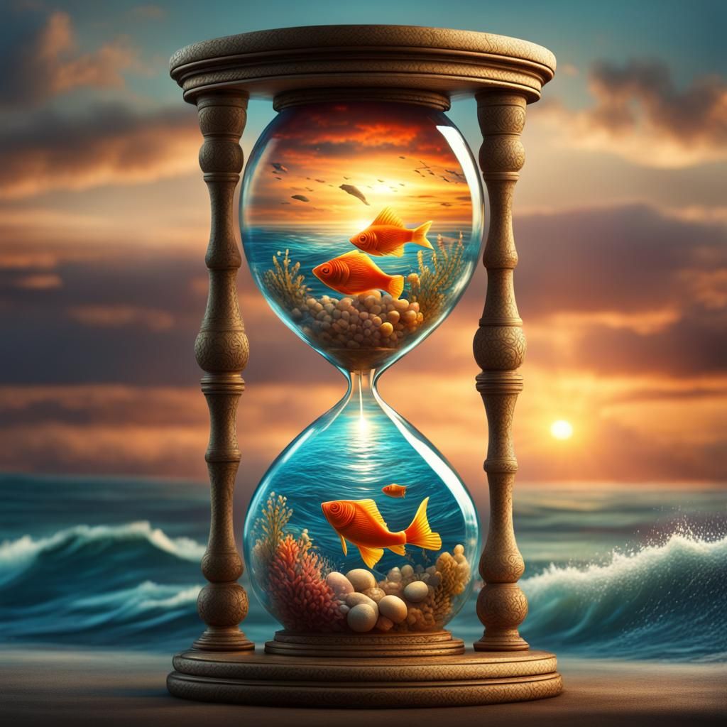 Ocean Hourglass Mosaic at Sunset