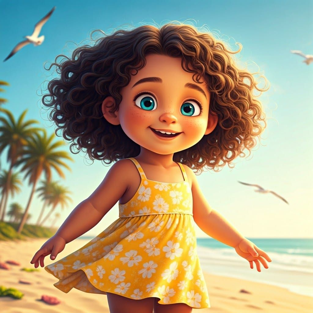 Adorable Beachside Girl Shines in 3D Anime Style