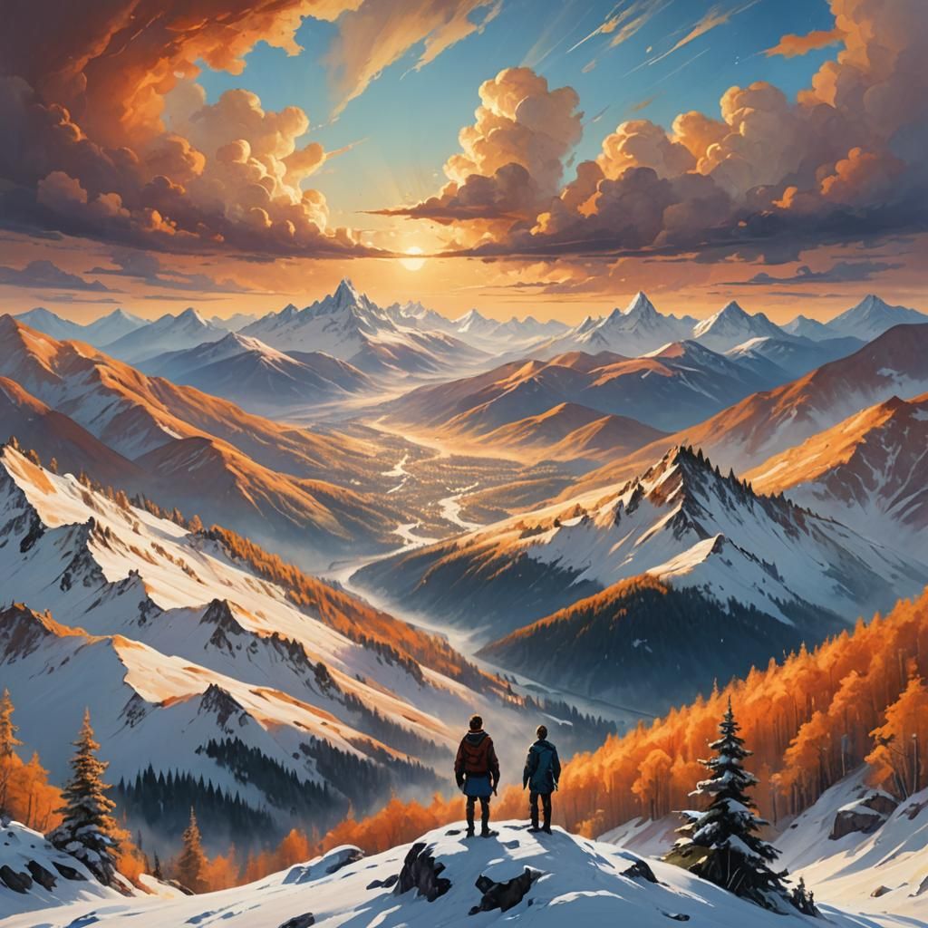Breathtaking Landscape with Figure in Matte Painting Style