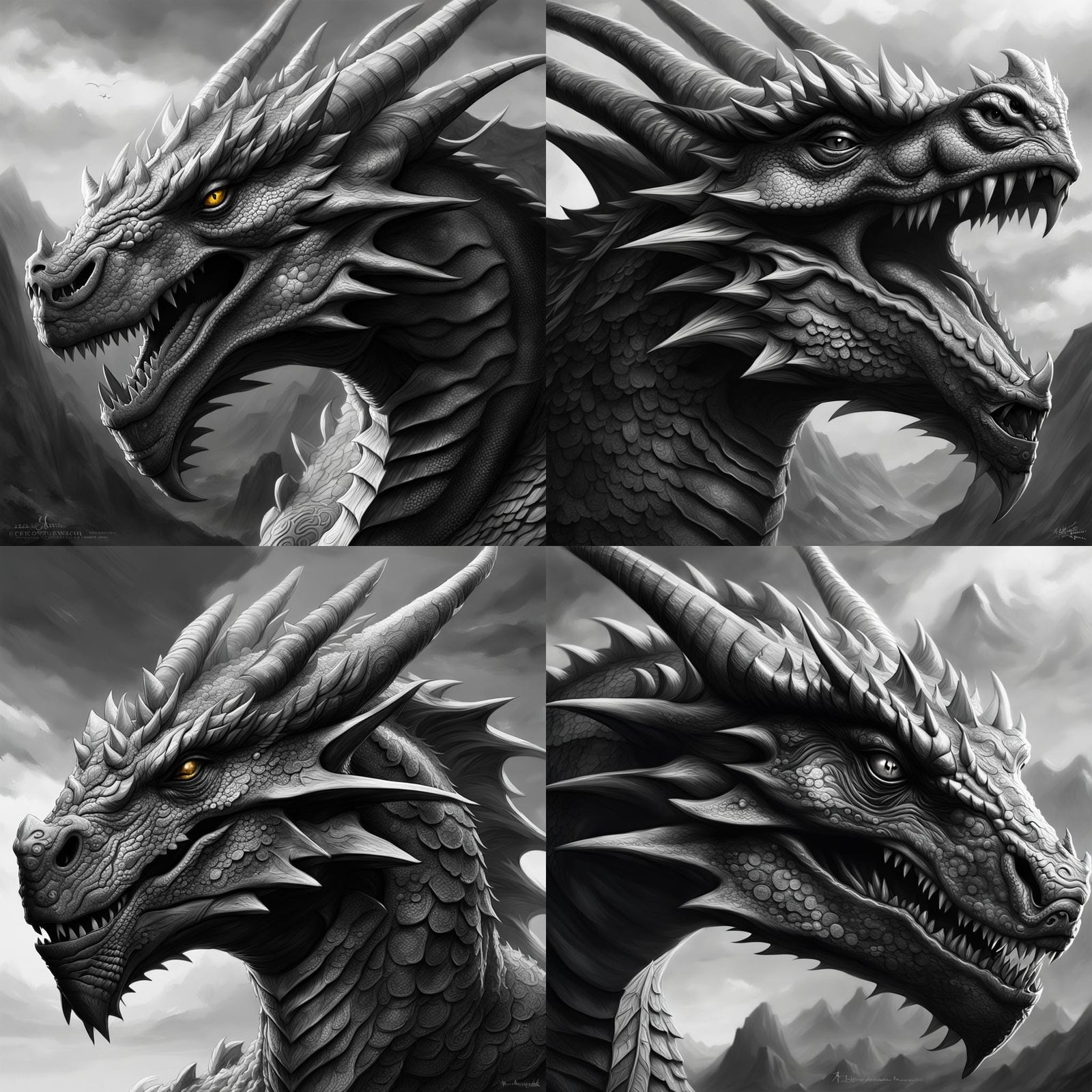 Detailed Dragon Portrait in Fantasy Style
