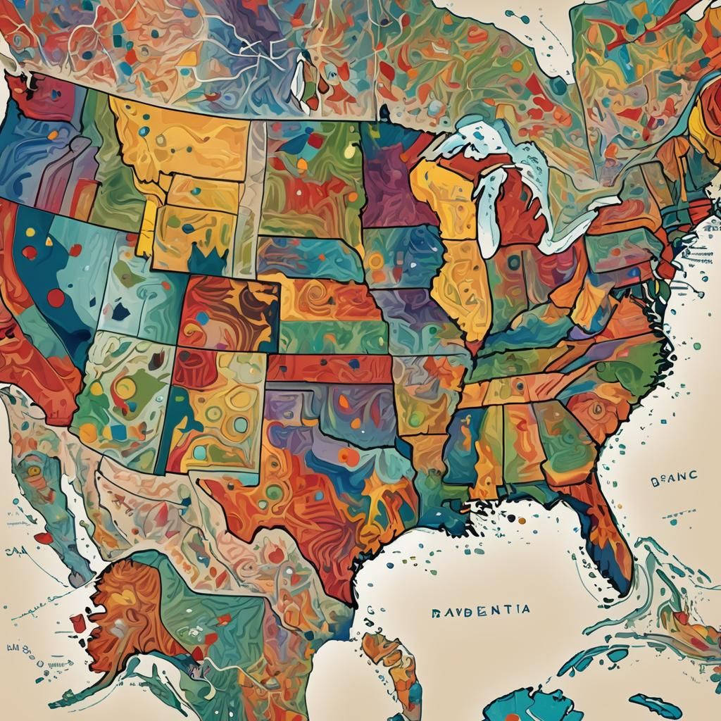 Vibrant Abstract Map of America