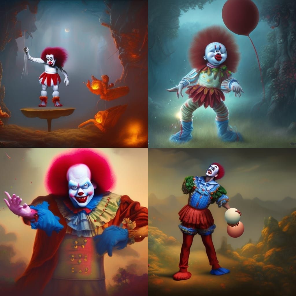 Clown Juggling: Detailed Matte Painting in Deep Color
