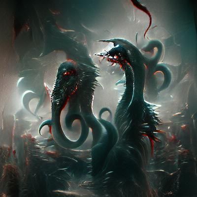 Sinister Hydra Illustration in Fantasy Style